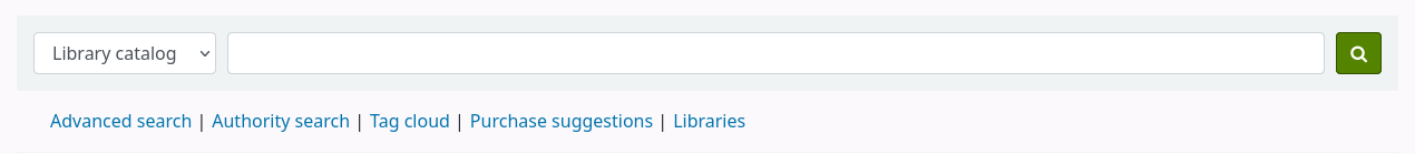 A link labeled 'Purchase suggestions' appears under the search bar on the main page of the OPAC