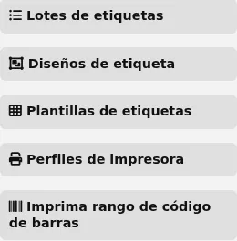 Side menu for the label creator module