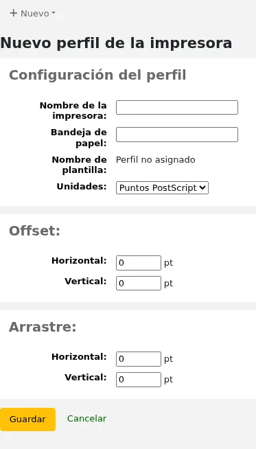 New printer profile form