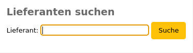 Die Box„Bestellungen verwalten“ auf der Hauptseite des Erwerbungsmoduls enthält ein Feld für die Lieferantensuche
