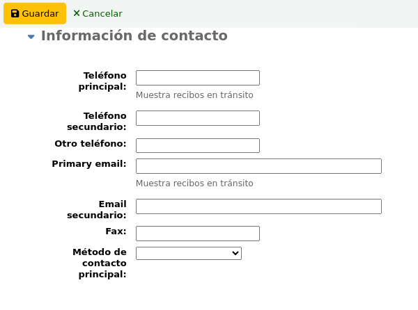 The Contact information section of the new patron form