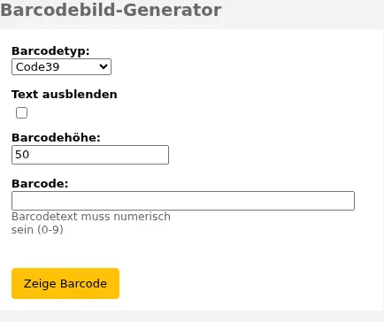 Formular zur Erstellung eines Barcode-Bildes