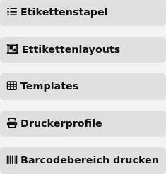 Side menu for the label creator module