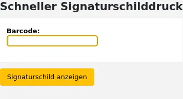 Formular für den Schnellen Signaturschilddruck