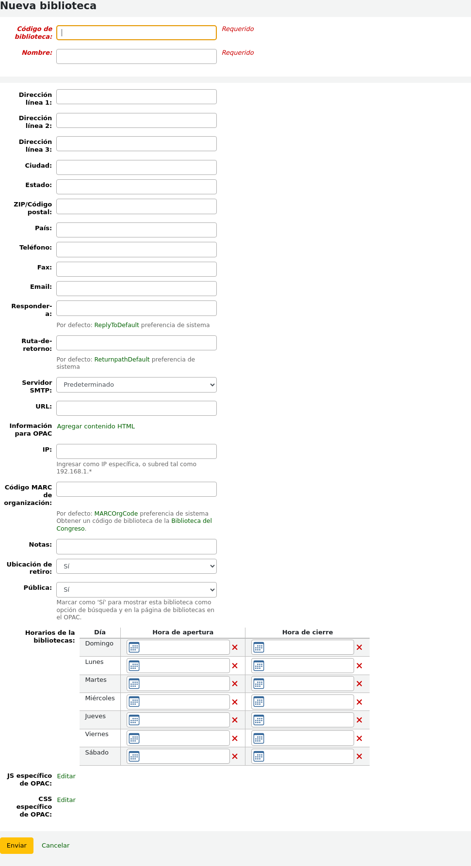 New library form
