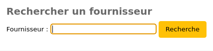 Le bloc Gestion des commandes sur la page d'accueil du module Acquisitions comprend un champ de Recherche fournisseur