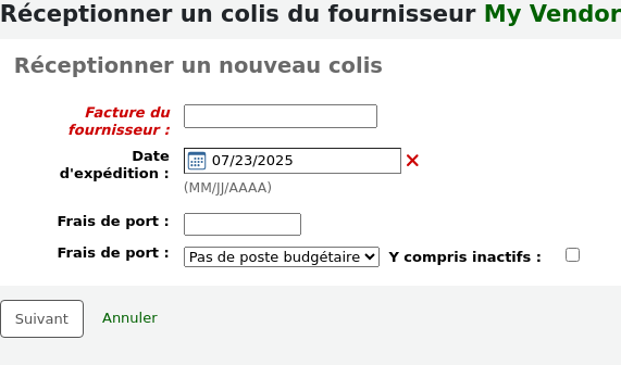 Recevoir un nouveau formulaire d'envoi