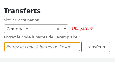 Form to transfer an item to another library