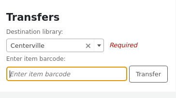 Form to transfer an item to another library
