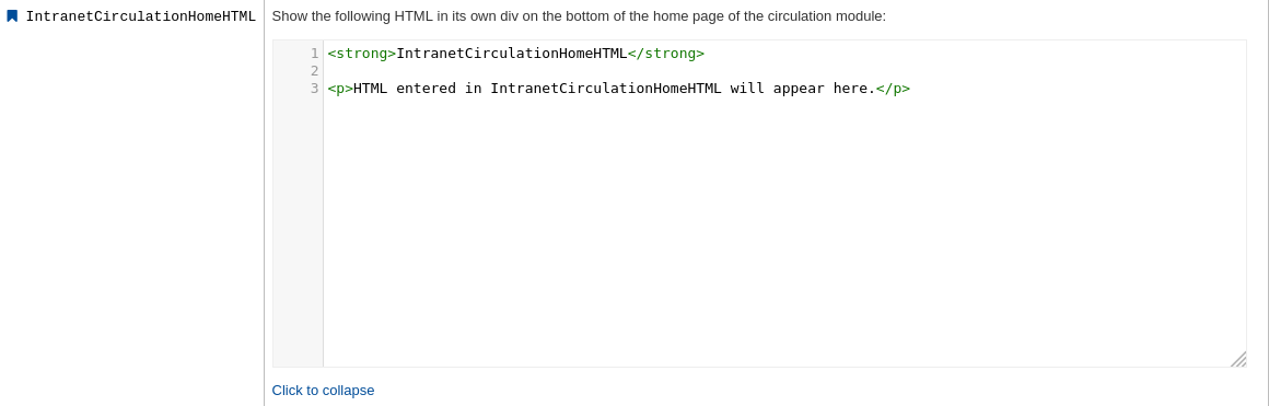 Der in IntranetCirculationHomeHTML eingegebene HTML-Code