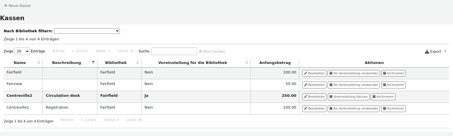 Liste der Kassen