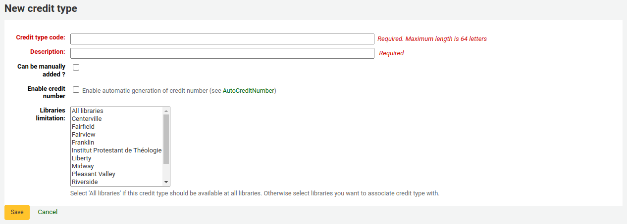 New credit type form