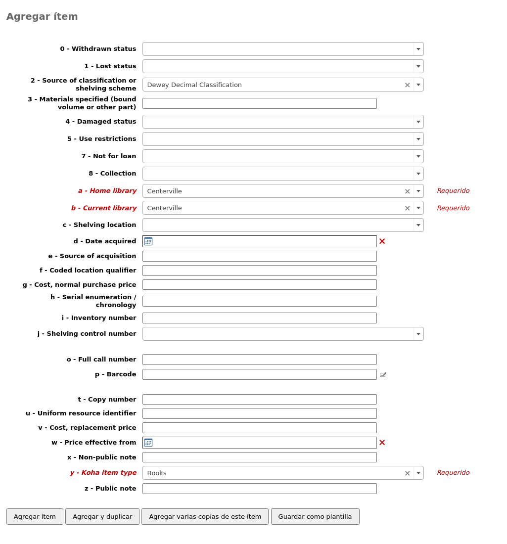 Add item form