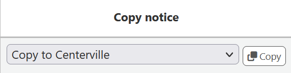 Dropdown with "Centerville" library selected and "Copy" button