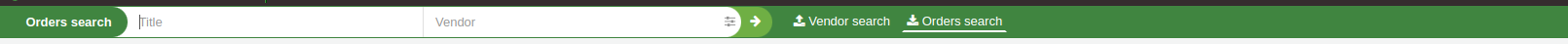 The search bar at the top of the page has two options in the acquisitions module, Vendor search and Orders search, this show the order search option