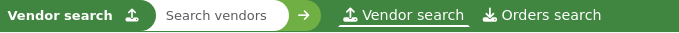 The search bar at the top of the page has two options in the acquisitions module, Vendor search and Orders search, this show the vendor search option