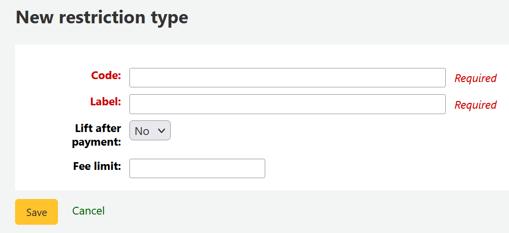 New patron restriction type form