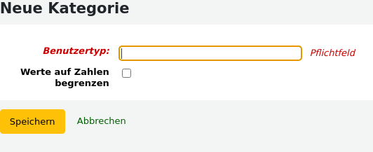 Formular für eine neue Kategorie für normierte Werte