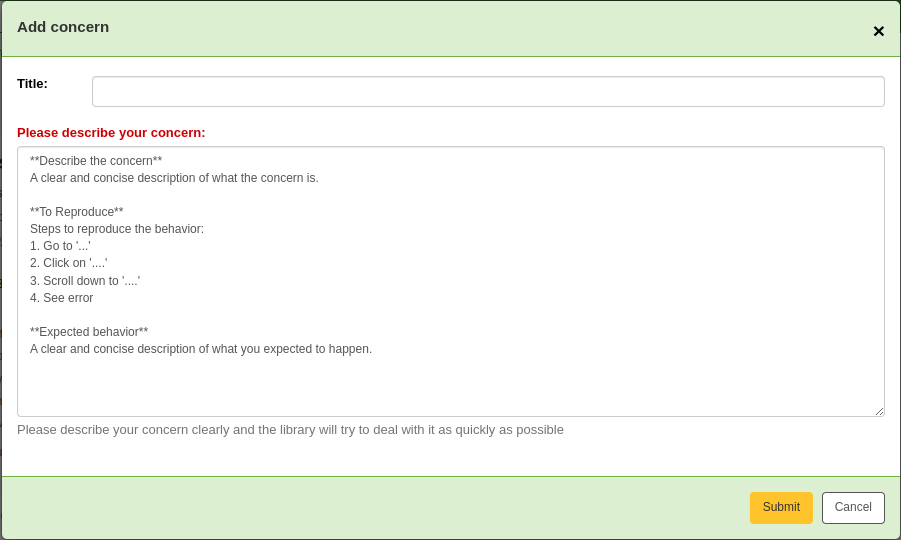 Formular „Katalogproblem hinzufügen“