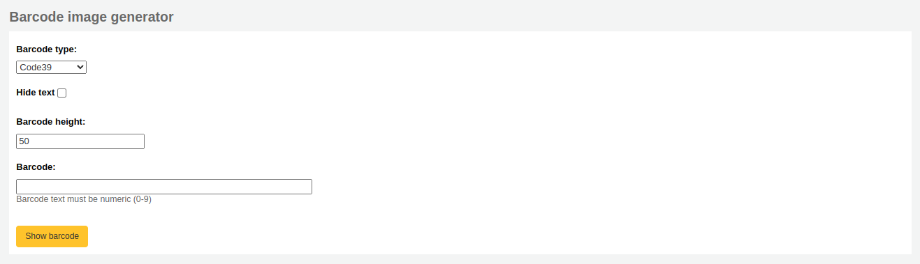 Formular zur Erstellung eines Barcode-Bildes