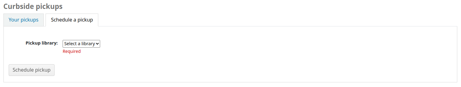 Der Reiter „Abholung“ im OPAC-Konto des Benutzers, zeigt einen Reiter „Abholung planen“, mit einer Dropdown-Liste zur Auswahl der Bibliothek