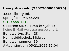 Die Kurzanzeige der Benutzerinformationen auf der linken Seite der Benutzerdatei, sie hat eine zusätzliche Zeile mit Mitarbeiter #