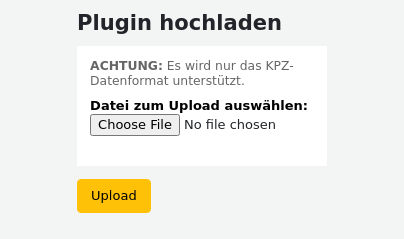 Seite zum Upload eines Plugins