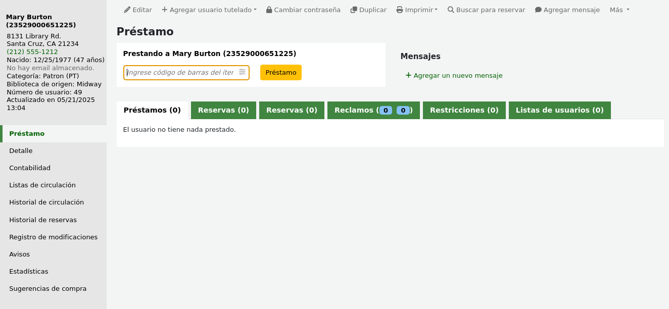 Check out tab of a patron file, current checkouts are hidden
