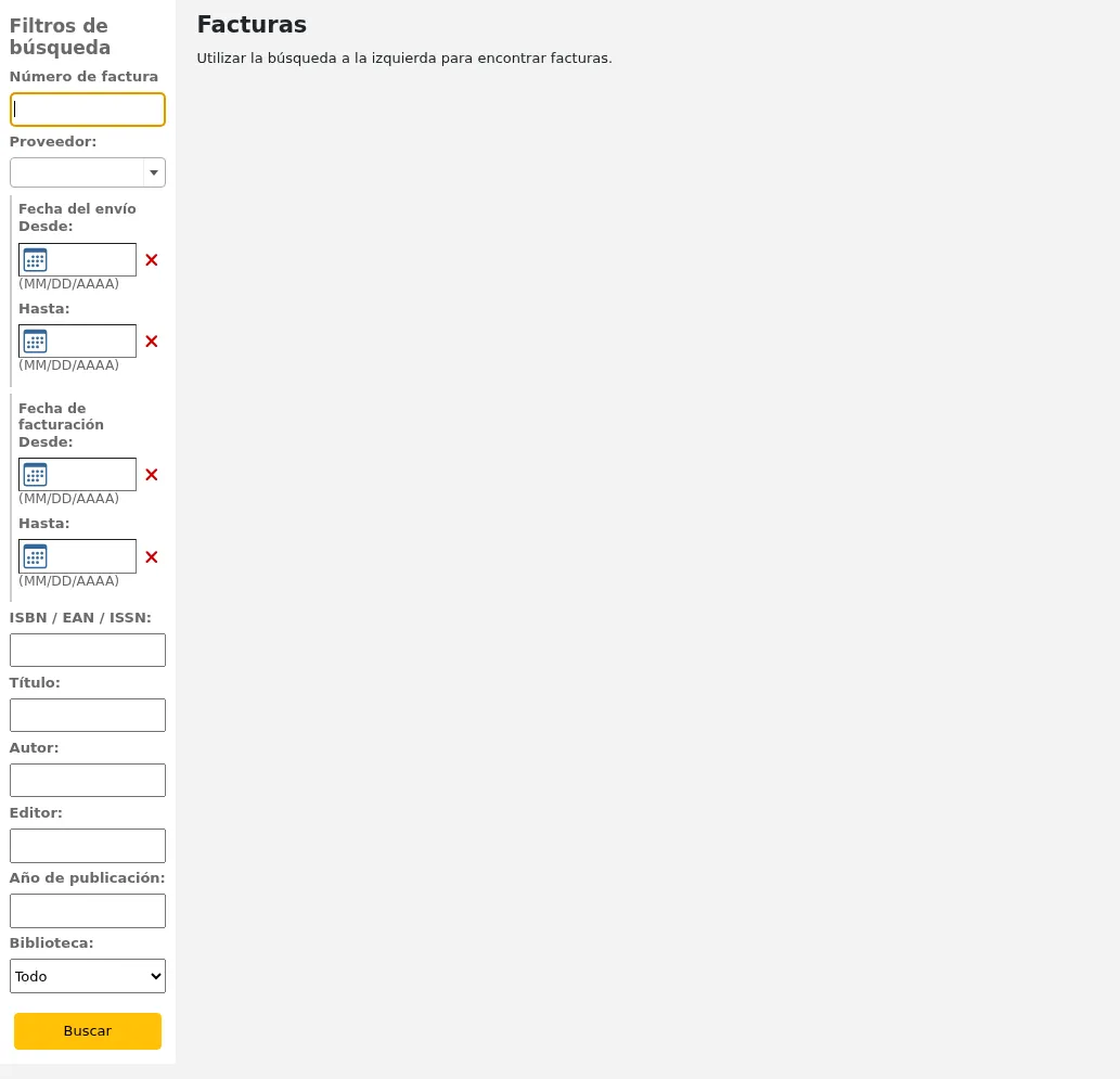 Invoice search form, additional fields that are searchable are available in this search