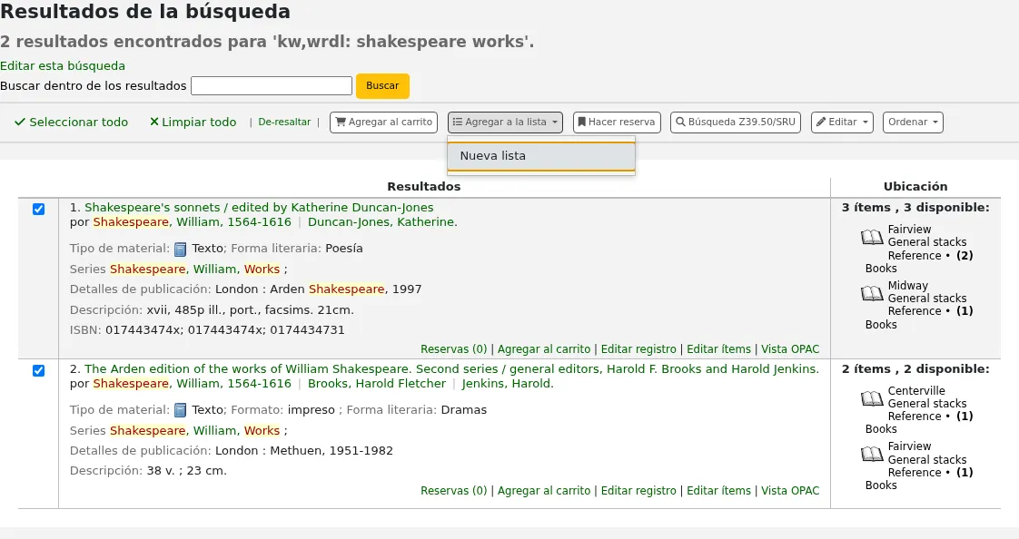 Creating a new list from search results