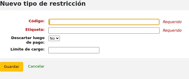 New patron restriction type form