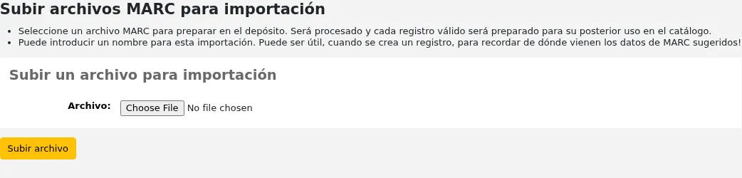 The first section of the record staging tool, upload a file to stage