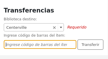 Form to transfer an item to another library
