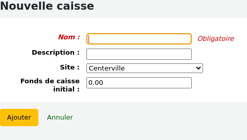 Add new cash register form