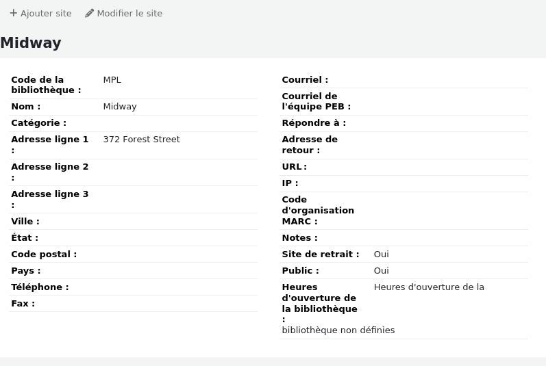 Library details page