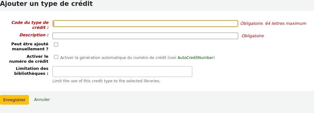 New credit type form