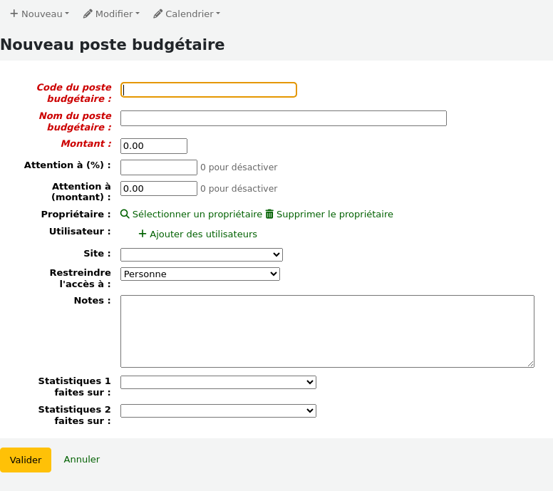 Form to add a new fund
