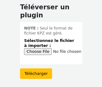 Page to upload a plugin