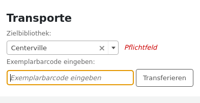 Formular für den Transfer eines Exemplars an eine andere Bibliothek
