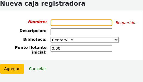Add new cash register form