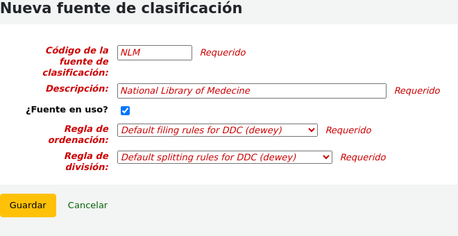Form to add a new classification source
