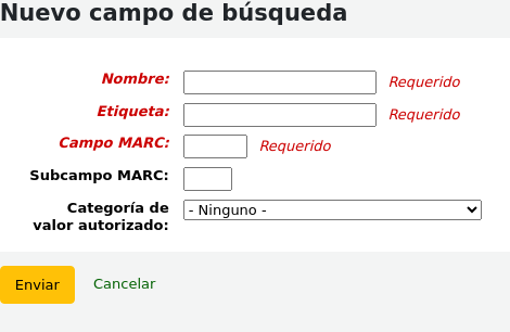 New item search field form