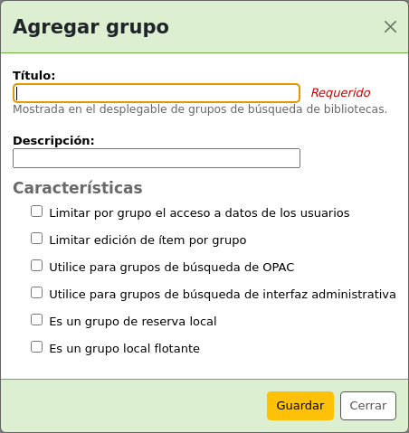 New library group form