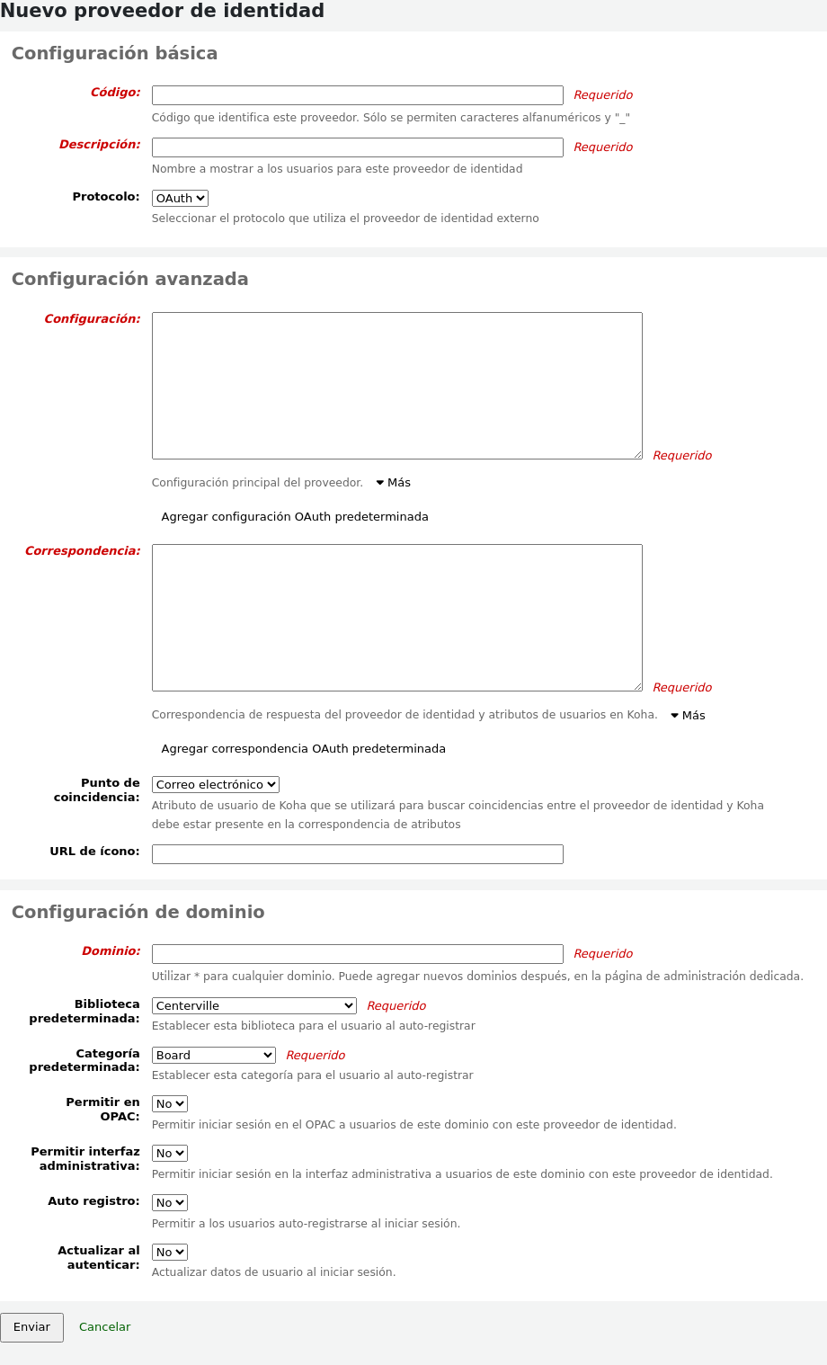 New identity provider form