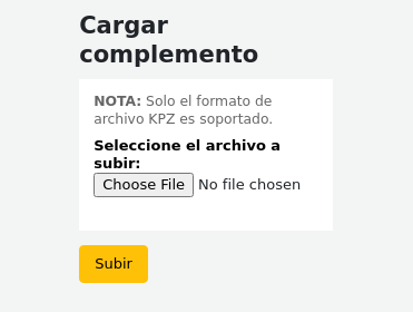 Page to upload a plugin