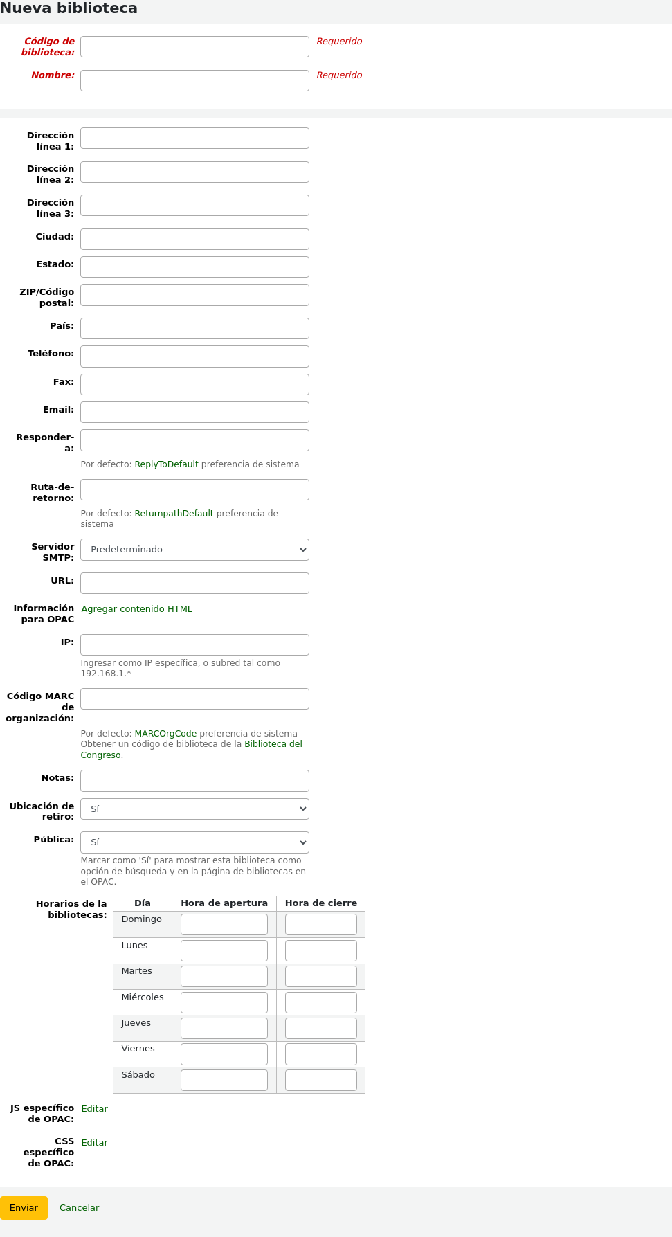 New library form