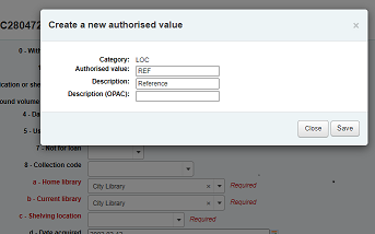 Adding a new authorized value from cataloguing