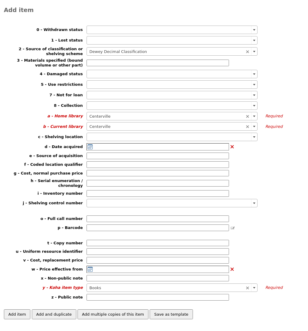 Add item form