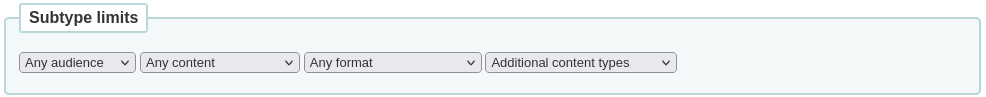 Subtypes limits section of the advanced search form in the staff interface