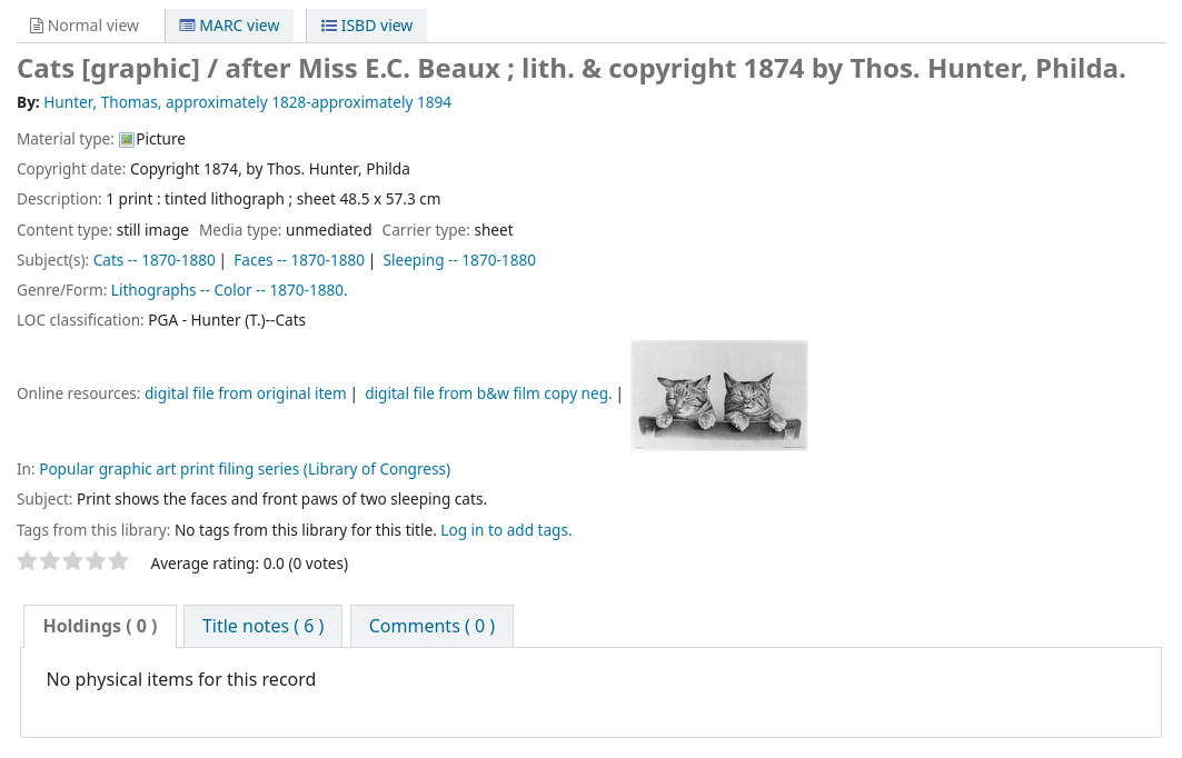Detailed record page in the OPAC, one of the 856 field is displayed as an image in the record